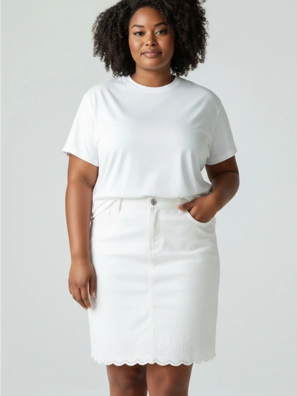 Talbots White Embroidered Eyelet Hem Denim Skirt Women’s 22W - Picture 3 of 8